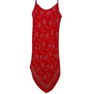 Vintage Natori Jose Red and white slip dress with a floral pattern